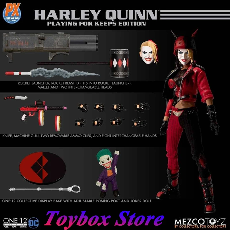 

Mezco Toyz SEP198653 1/12 PX Harley Quinn Female Model Toys DC Comics Villain Domineering 6" Full Set Action Figure Hobby Gifts