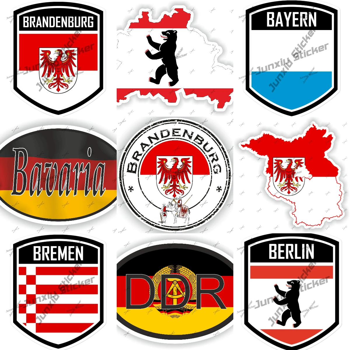 

Brandenburg Berlin Germany Seal Flag Emblem Stickers Coat Of Arms Of Bavaria Baden Wurttemberg Brandenburg Oval Self-adhesive