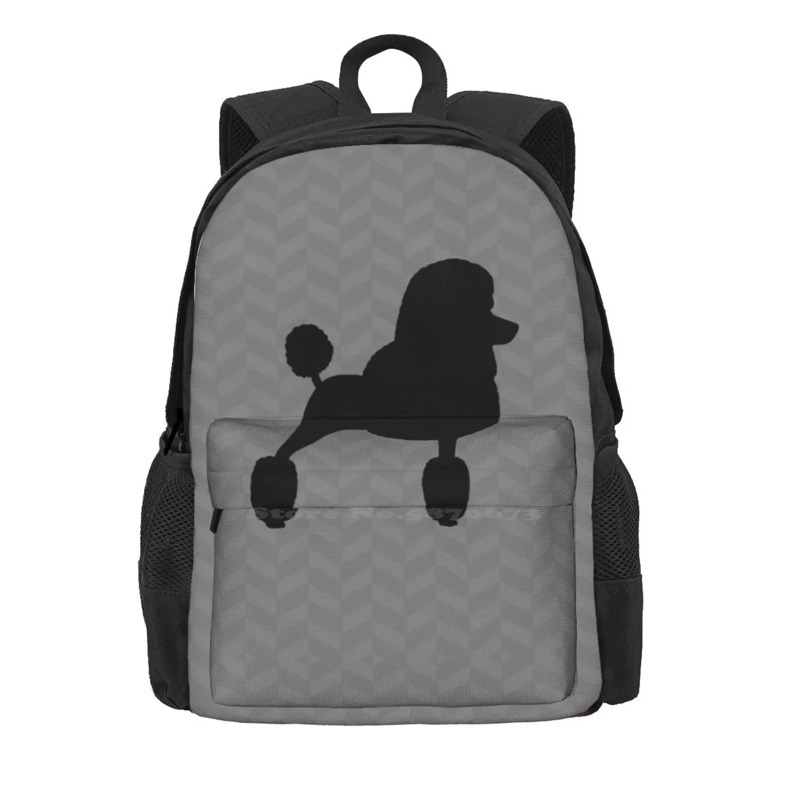 Black Standard Poodle Silhouette Backpack For Student School Laptop Travel Bag Black Poodle Black Standard Poodle Pets Animals