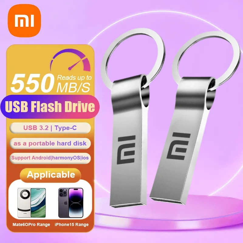 Xiaomi 2TB USB Flash Drives Type C High Speed Metal Pendrive 1TB 512GB Portable USB Pen Drive Waterproof Memoria USB Flash Disk