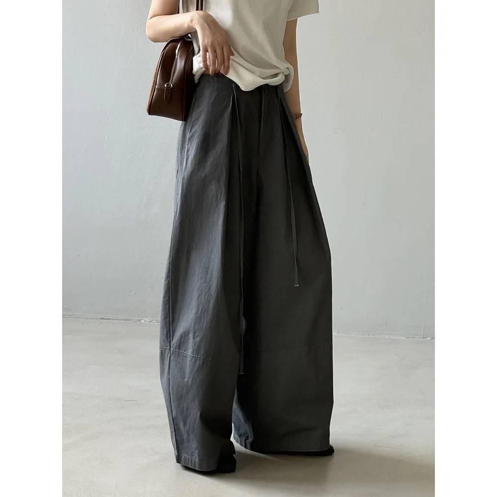 Women's Drawstring Casual Balloon Pants - Autumn Lazy Style Utility Wide-leg Sickle Straight Pants