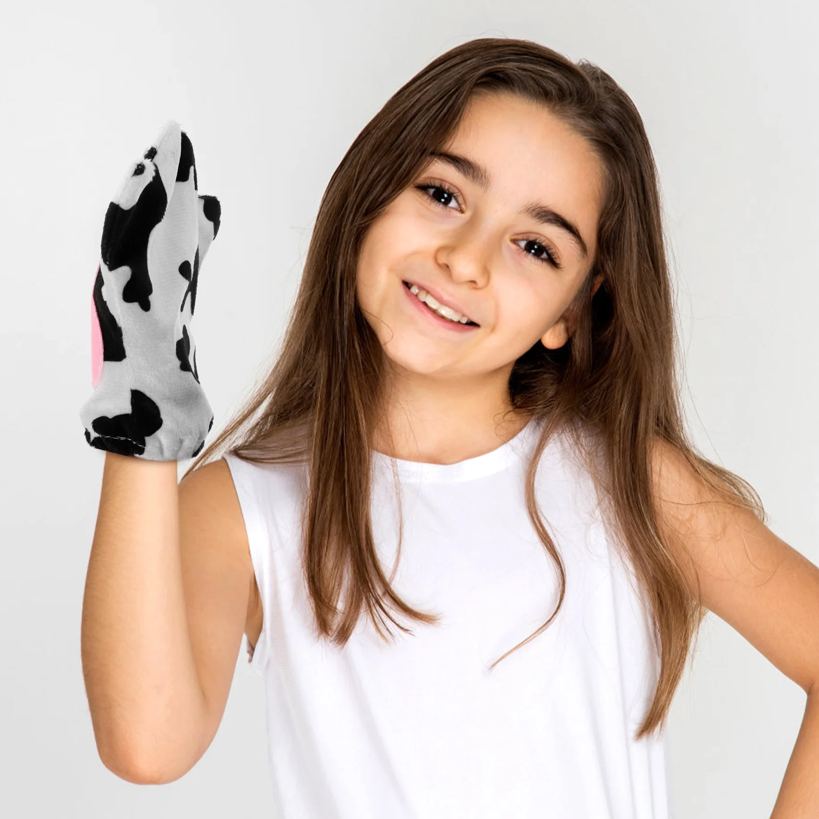 

Cow Gloves Animal Paw Mittens Claw Fingerless Cosplay Performance Soft Material Realistic Design Stage Party Props Child Size