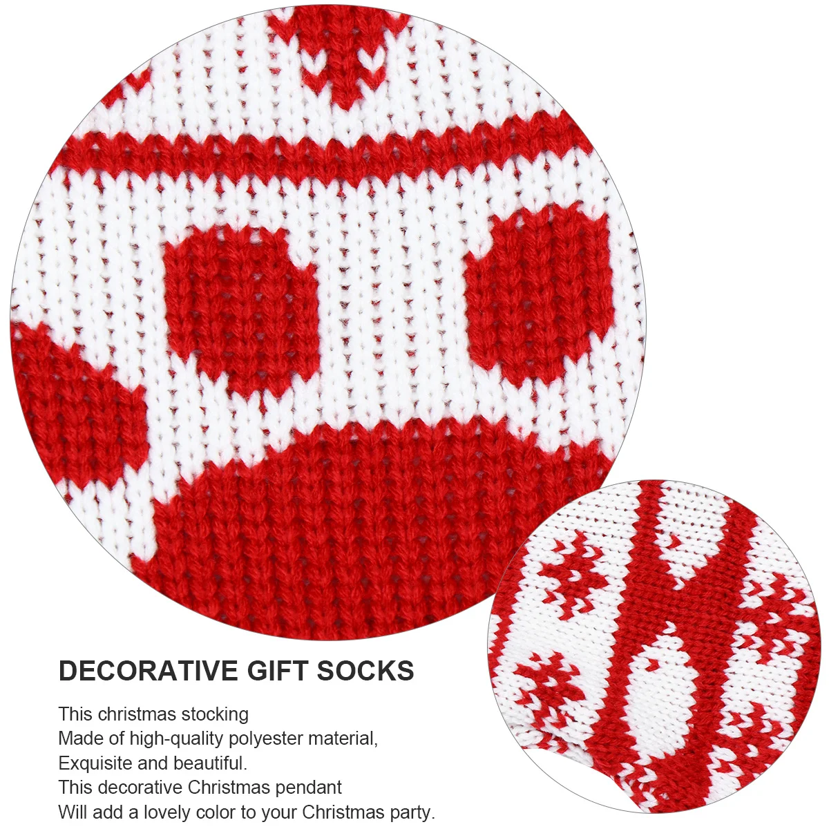 

1Pcs Christmas Stocking Knitted Polyester Decorative Hanging Pendant for Home Party Candy Gift Storage Fish Shape Design Festive