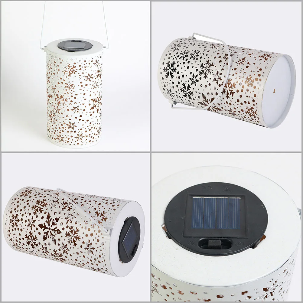

1Pcs Solar Snowflake Projection Light Iron Art Hollow-Out Lantern Outdoor Garden Decor Cordless Solar Yard Lamp Decorative