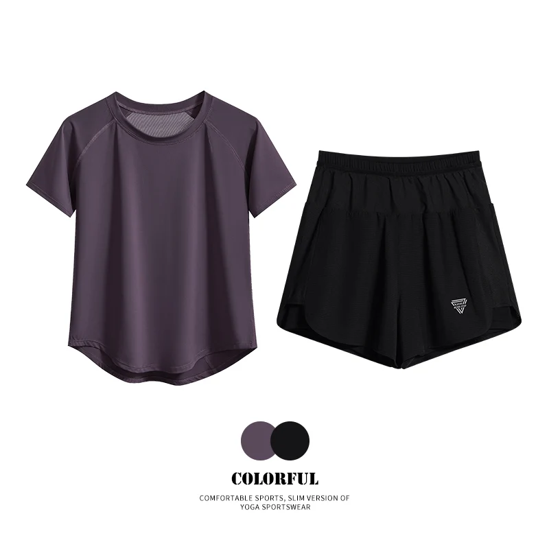 DRUR Women's Yoga Exercise Set Two-piece High Waisted Shorts For Fitness Running Quick Drying Soft Elasticity Breathable