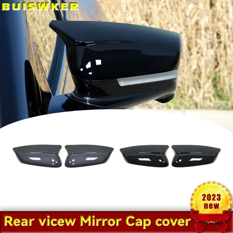 

For KIA EV6 2022 2023 Trim Cover Side Mirror Molding 1 Pair ABS Black Cap Carbon Fiber Style Durable Easy To Install