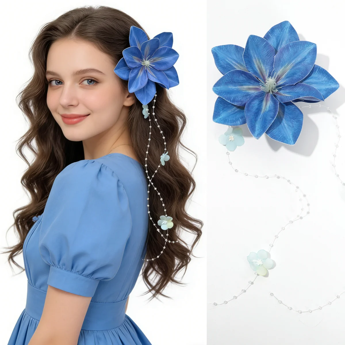 Elegante Pinza para el Cabello con Borlas de Flores Dulces, Estilo Vacaciones en la Playa, Pinza Lateral, Pinza de Pico de Pato, Accesorios para el Cabello de Niñas, Pasadores