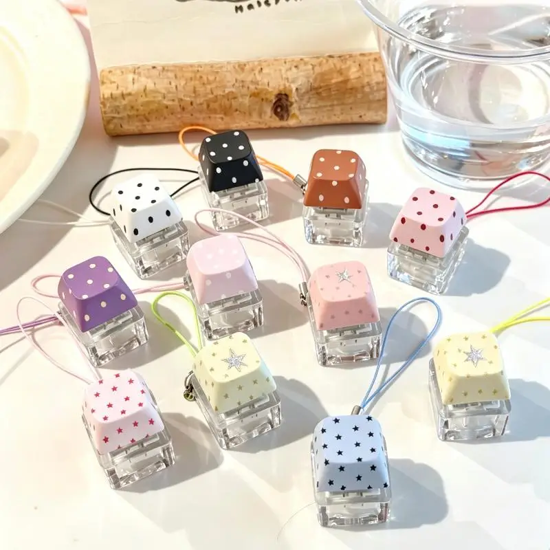 Fidget Keychain Creative Star Print Keyboard Shaped Stress Relief Sensory Toy for Christmas Stocking Stuffers