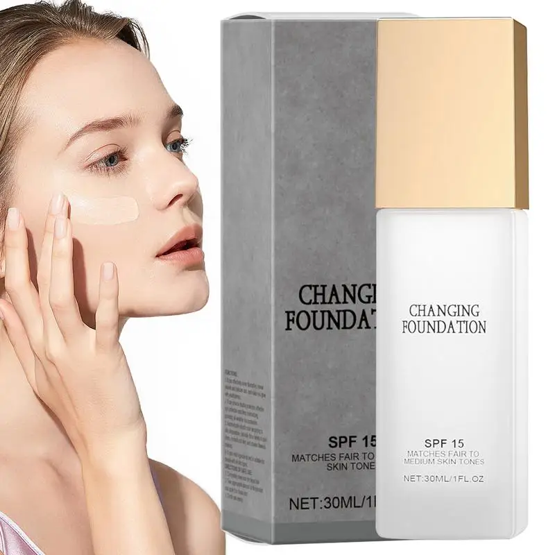 

30ml Colour Change Foundation Spf 15 Oil Control Waterproof Sweatproof Matte Moisturizing Face Makeup Full Coverage Foundation