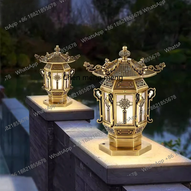 

Лампа с стипом в китайском стиле, вилла, европейский стиль, настенный светильник для двора, классический светильник для дверного столба, травяная лампа