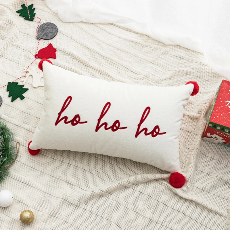 

Christmas Pillow Cover Decorative Santa Claus Cartoon Printed Embroidered Pillow Cushion Cover Home Sofa Xmas Cushion Cover