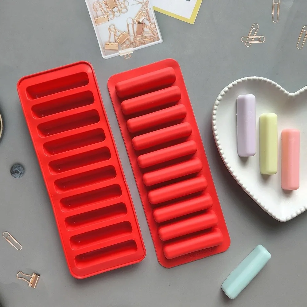 2pcs Reusable Long Strip Silicone Baking Mold Finger Shaped 10 Cavity Chocolate Bar Mold Non Stick DIY Baking Tools Cake Puff