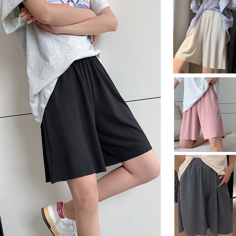 1pcs Girls Seamless Ice Silk Shorts Summer Casual Gym Running Yoga Short Pants Women's Females Loose Breathable High Waist Short