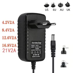 4.2V 8.4V 12.6V 16.8V 21V 2A DC 5.5mm Or 3.5mm Power Adapter Li-ion Red Charging For 1 2 3 4 5 String Lithium Battery Charger