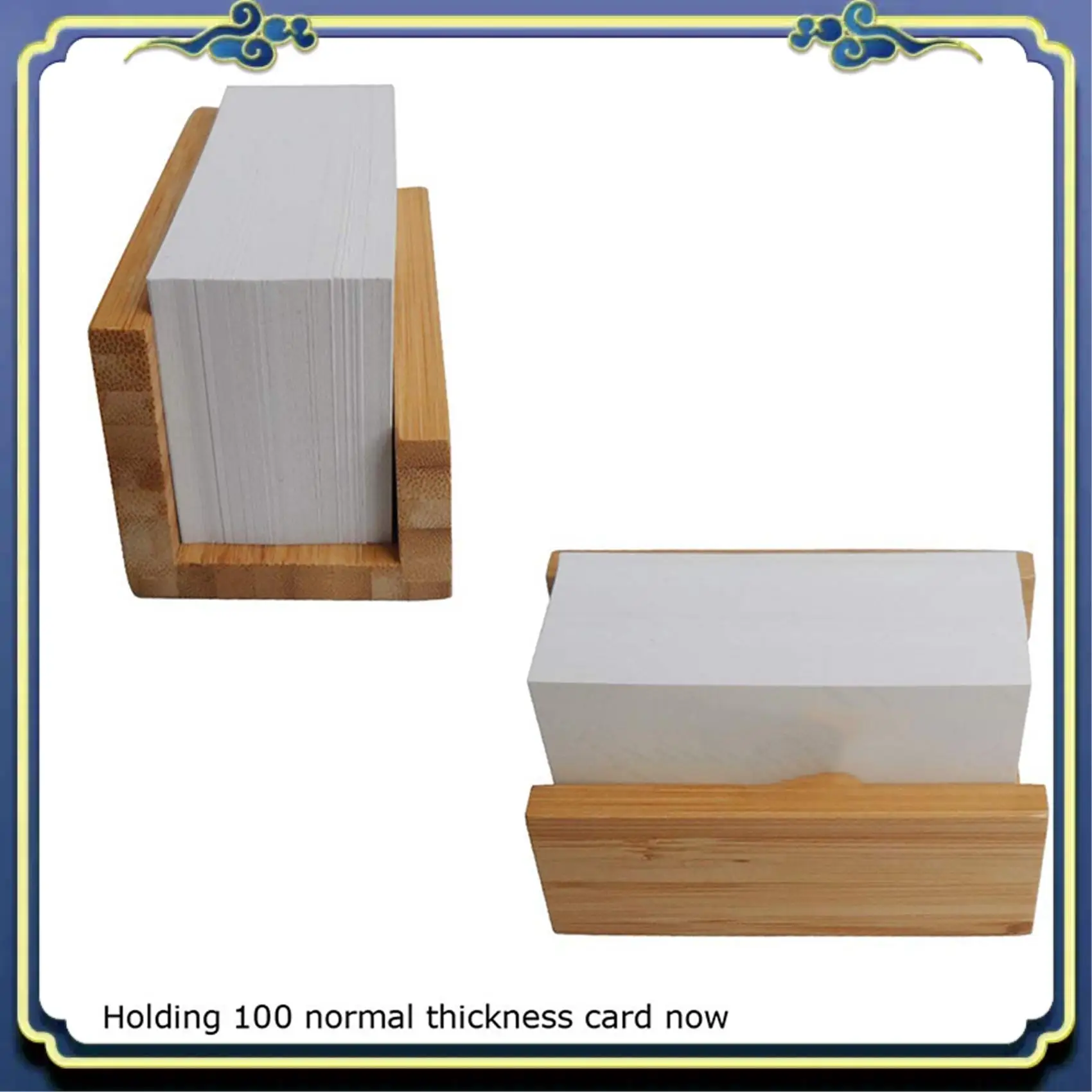 

Portable 2X Bamboo Wood Desktop Business Card Holder For Desk Sturdy Business Card Display Stand For Office Men Women
