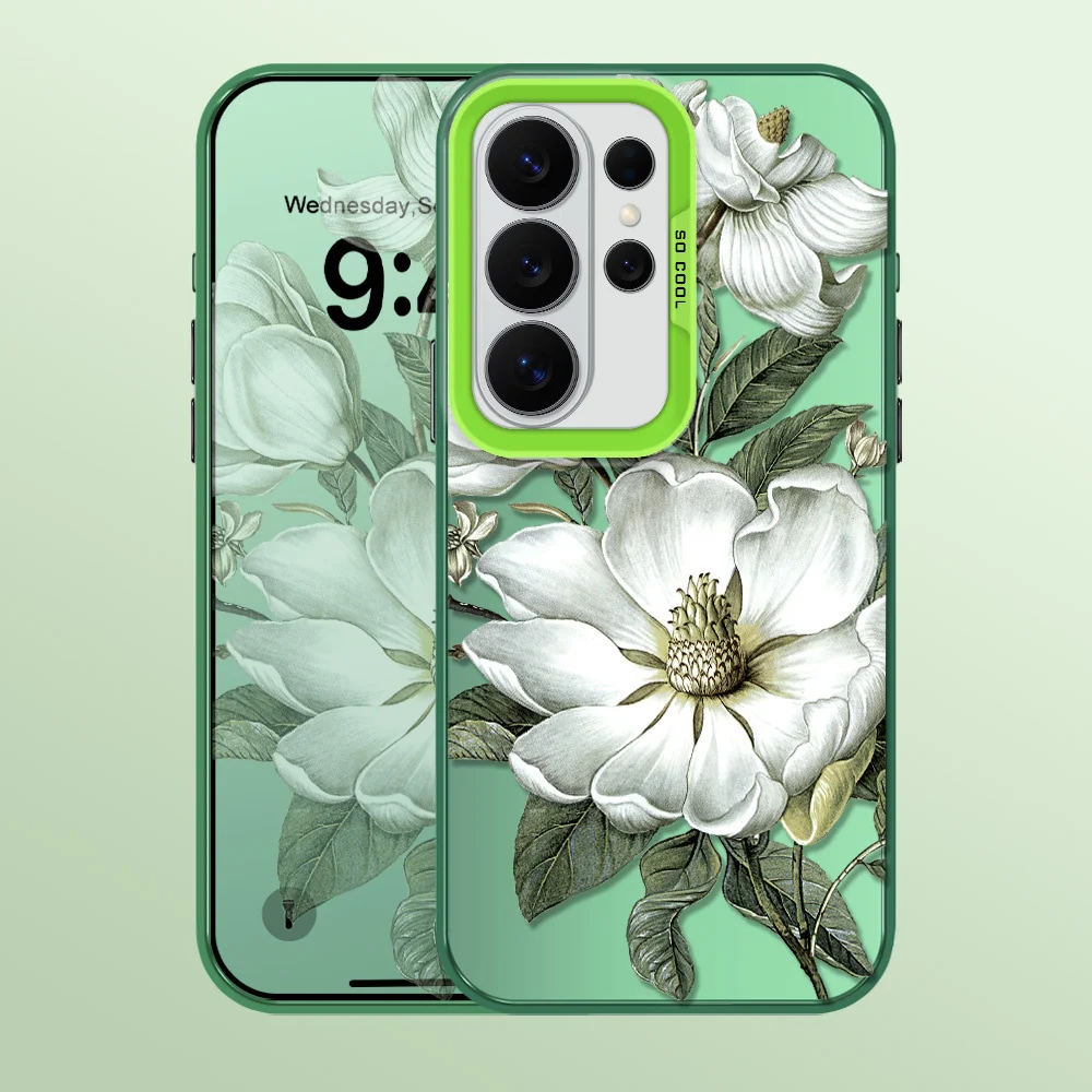 Magnolia Flower Phone Case For Samsung Galaxy S26 S25 Edge S24 S23 S22 S21 FE Plus Ultra 5G Aurora Cover