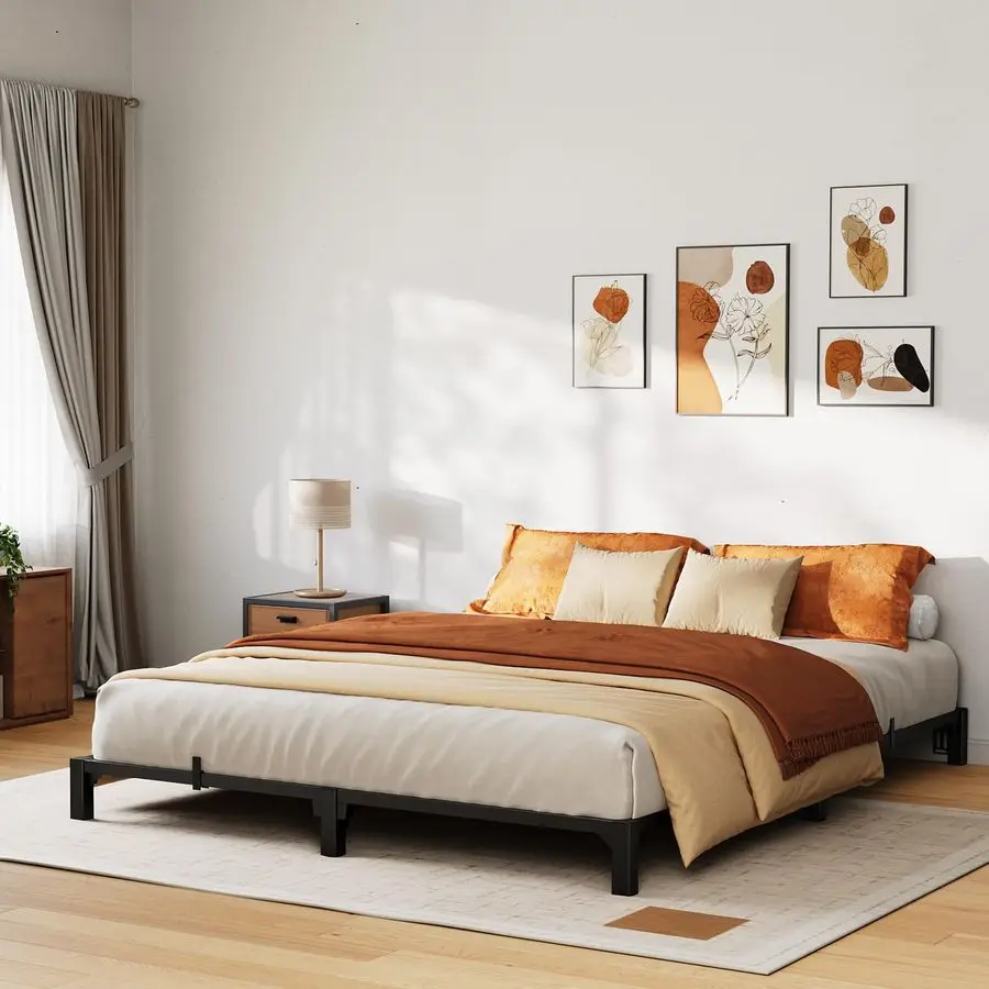 

8 in Full Bed Frame, Heavy Duty Metal Platform Bed Frame with Durable Iron Slat Support and Legs, No Box Spring Required, No Scr