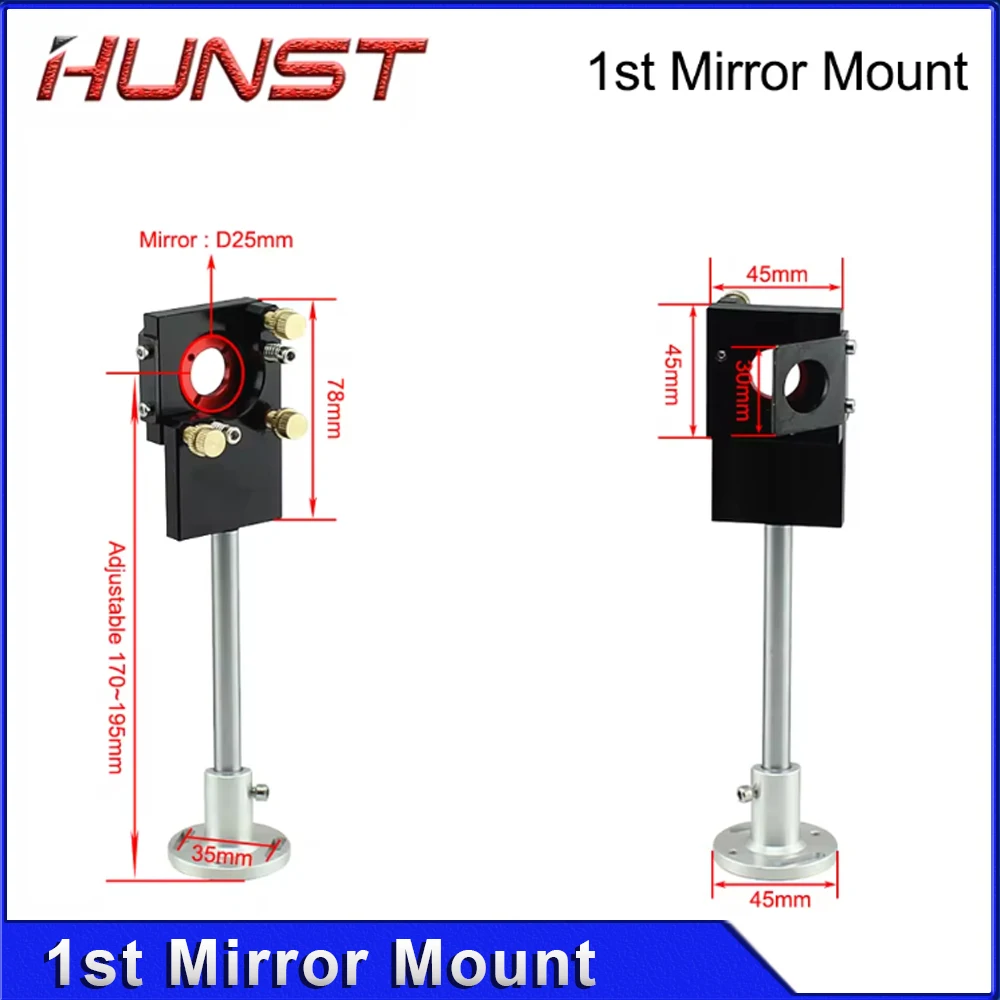 Hunst Co2 Laser First Reflection Dia 25mm Mirror Mount Support Integrative Holder for Laser Engraving Cutting Machine