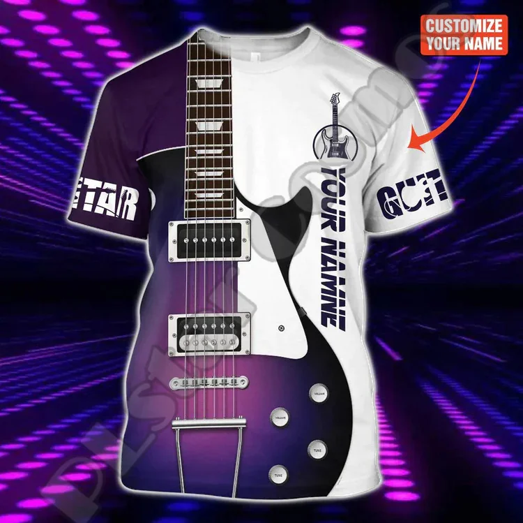 Newest Custom Name Music Electronic Guitar Colorful Polyester 3DPrint Harajuku Streetwear Summer Casual Short Sleeves T-Shirts I