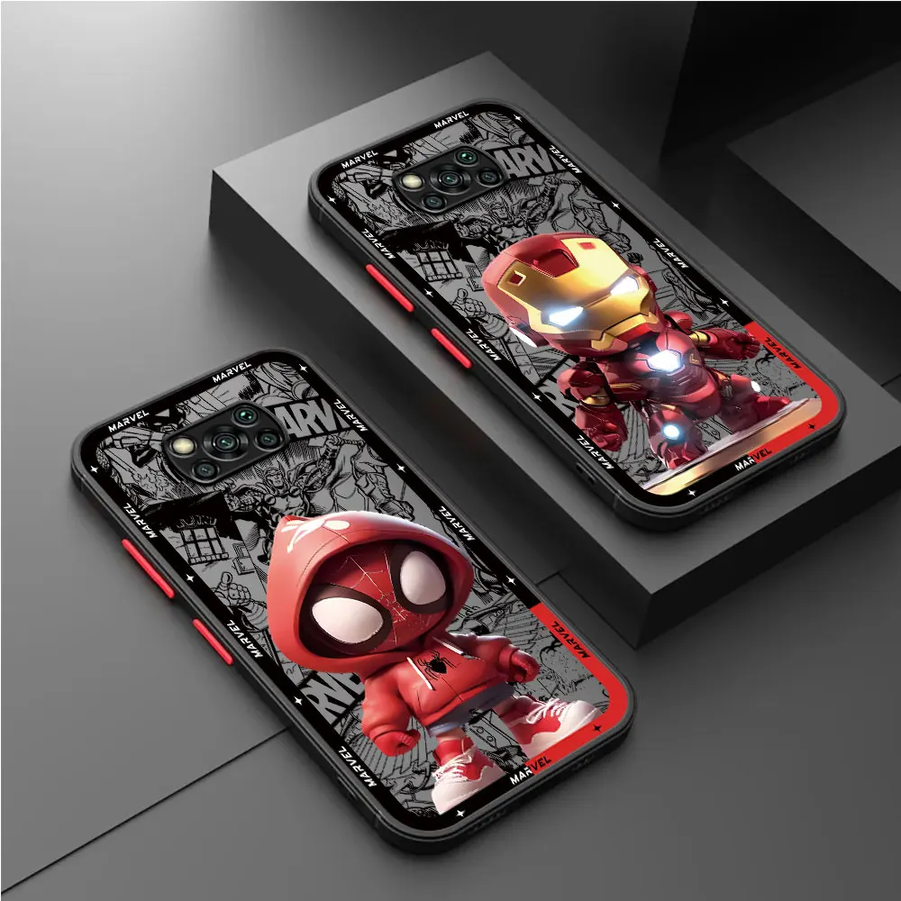 Marvel Iron man Sipiderman Phone Case for Xiaomi Poco M5 M5s X4 GT F3 C40 C51 X3 NFC X5 Pro X4 Pro C50 X3 Cases Cover Luxury 