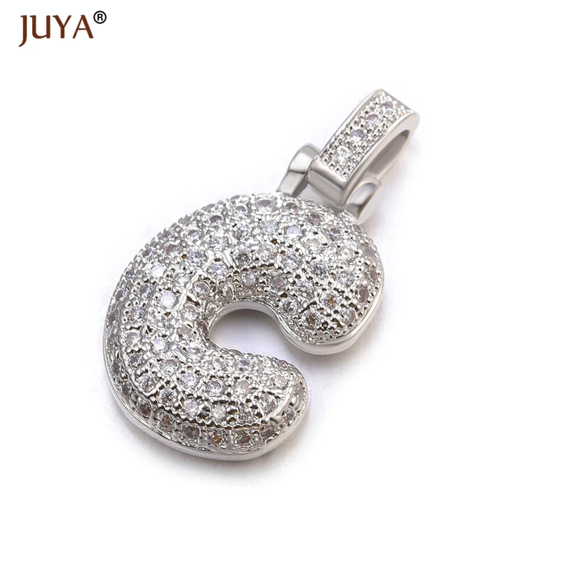 Juya 12 Letters Charms Jewelry Accessories Zirconia Pendants Necklace Bracelet Making Supplies Jewelry for Women Men Materials