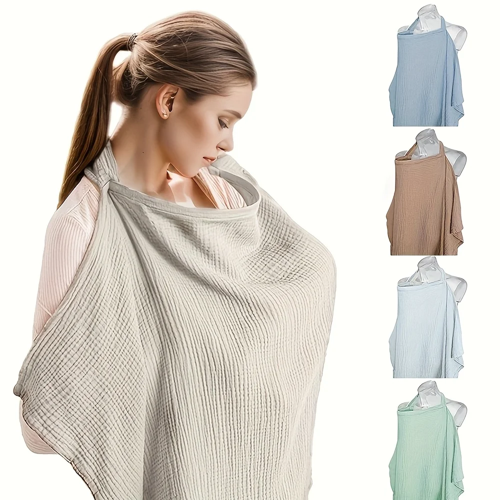 Spring, Summer, and Autumn Nursing Cover-Up, Anti-Exposure Nursing Cover, Privacy Cloth for Outdoor Nursing, Stroller Sunshade Cloth, Solid Color Gauze Shawl, Multi-Purpose Cover-Up