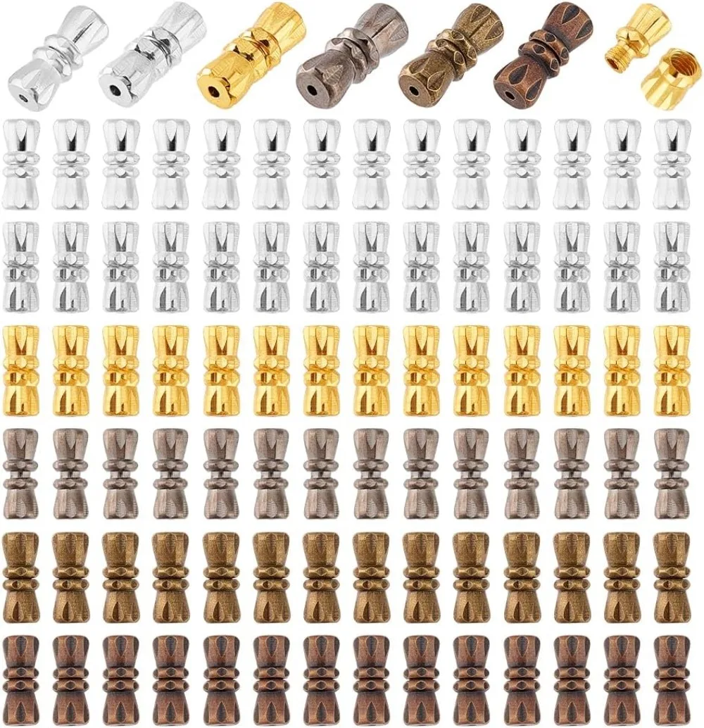 90Pcs Barrel Screw Clasps Brass Twist Clasps Necklace and Closures Jewelry End Tip Caps making kit