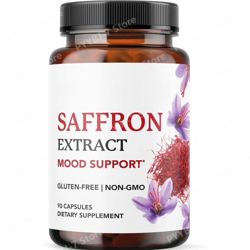 

Saffron Extract Capsules 88.5mg | 3-Month Supply | Mood Focus Eye Health Energy SupportGluten Free Non-GMO 90 Capsules