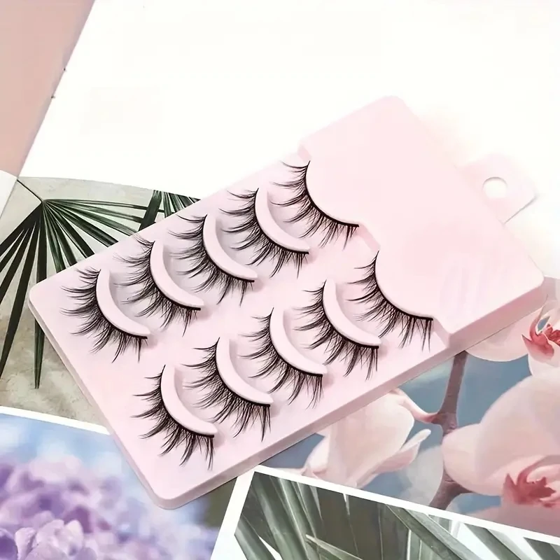 5 pairs of thick, naturally slender and blooming false eyelashes, suitable for daily travel and dating