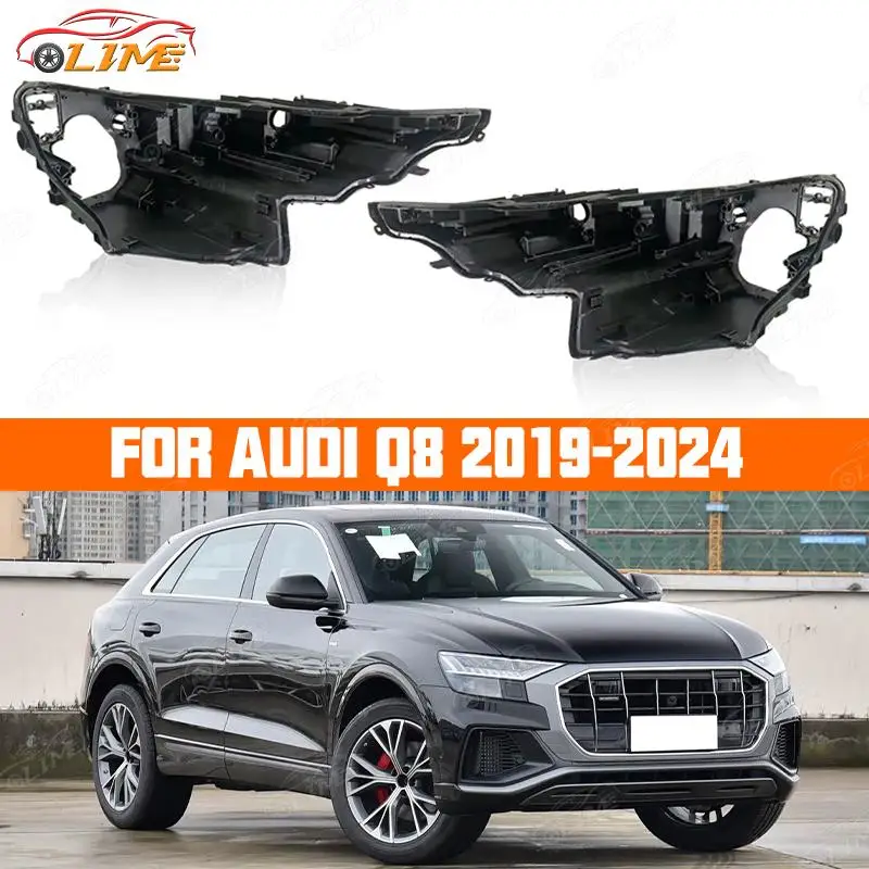 

Car headlight base replacement Fit for AUDI Q8 2019 2020 2021 2022 2023 2024 headlight rear shell black rear shell