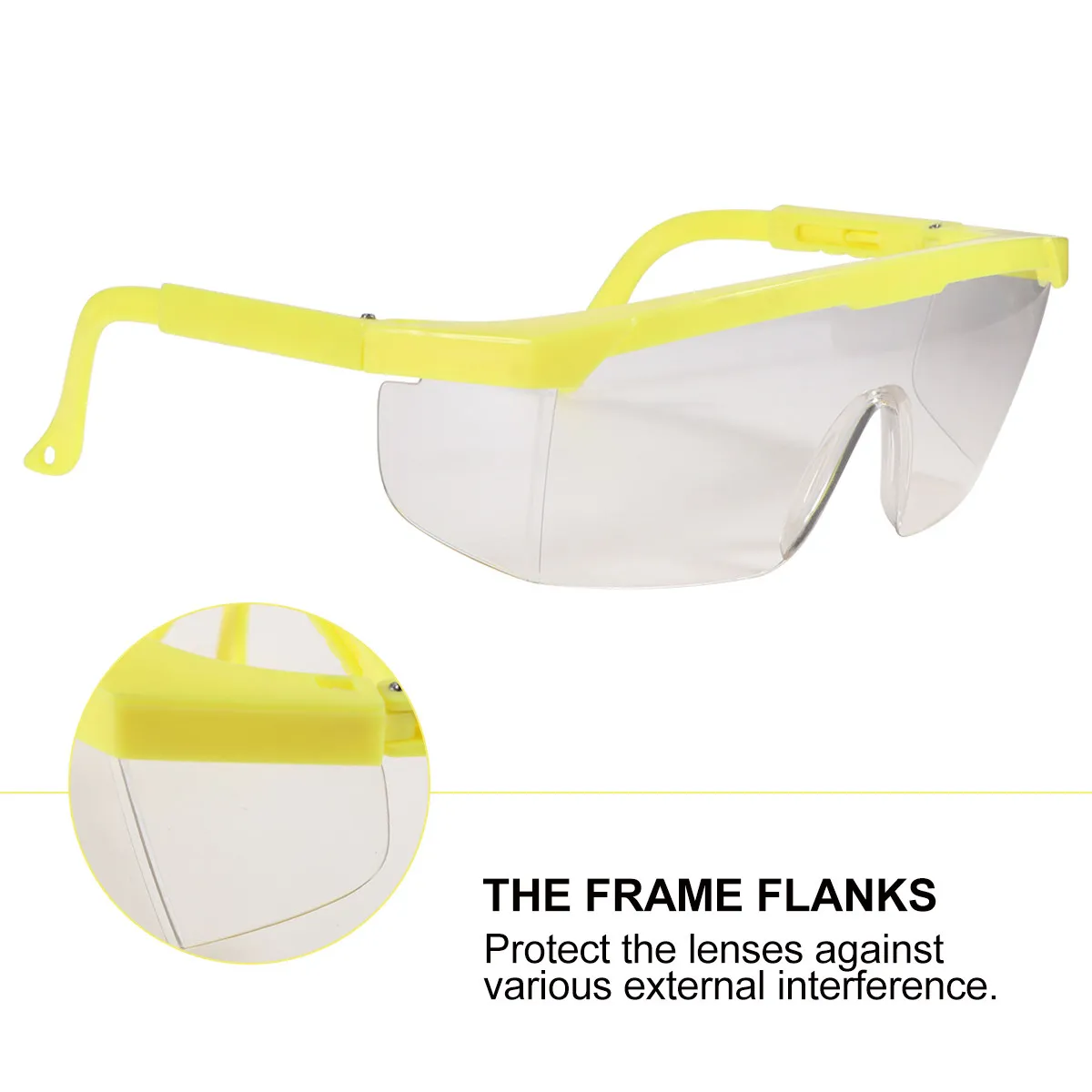 

Защитные очки для ПК с УФ-защитой, желтая оправа, белые линзы, защита от пыли и ветра, высокая ударопрочность для активного отдыха на природе
