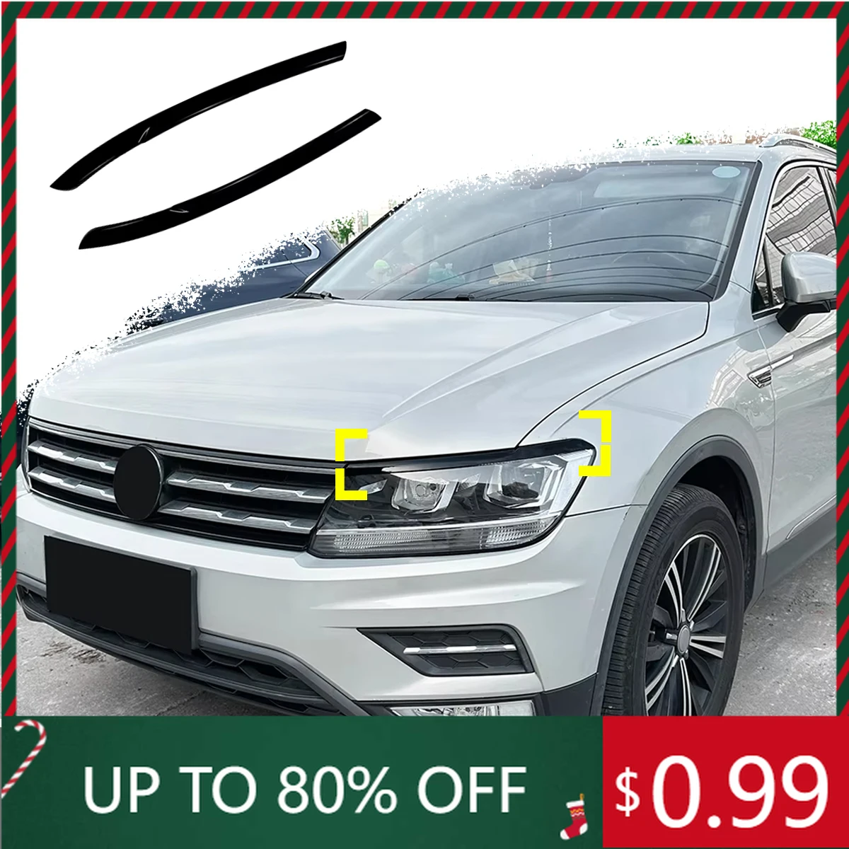 

For VW Tiguan MK2 2017 2018 2019 2020 Car Front Torso Headlight Spoiler Decorative Guard Accessories for Fron Interior Stickers