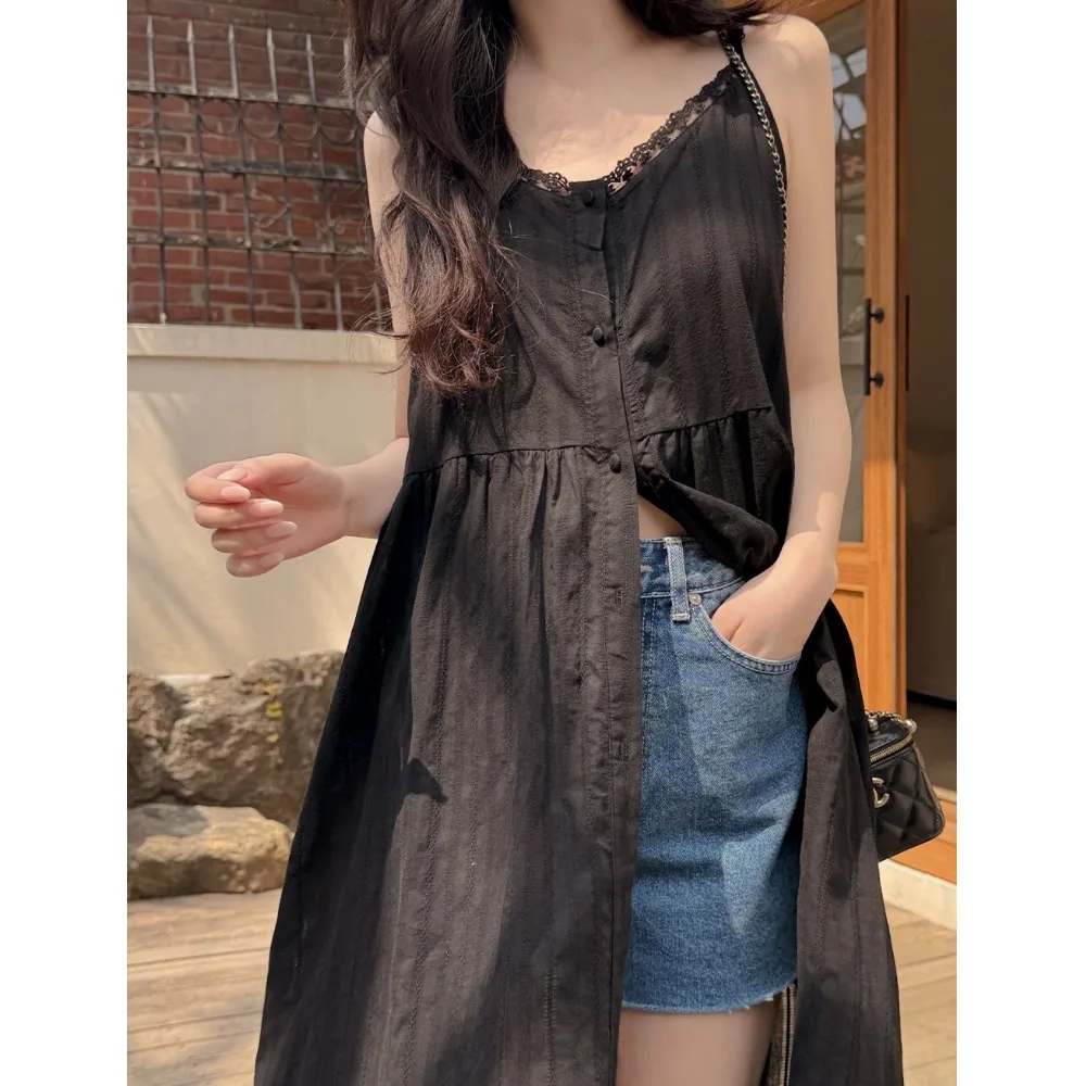 シンプルなシングルボタン刺繍ストラップドレス、花柄プリントコットン、春夏秋レディースワンピース、ファッショナブルなミニマリストデザイン