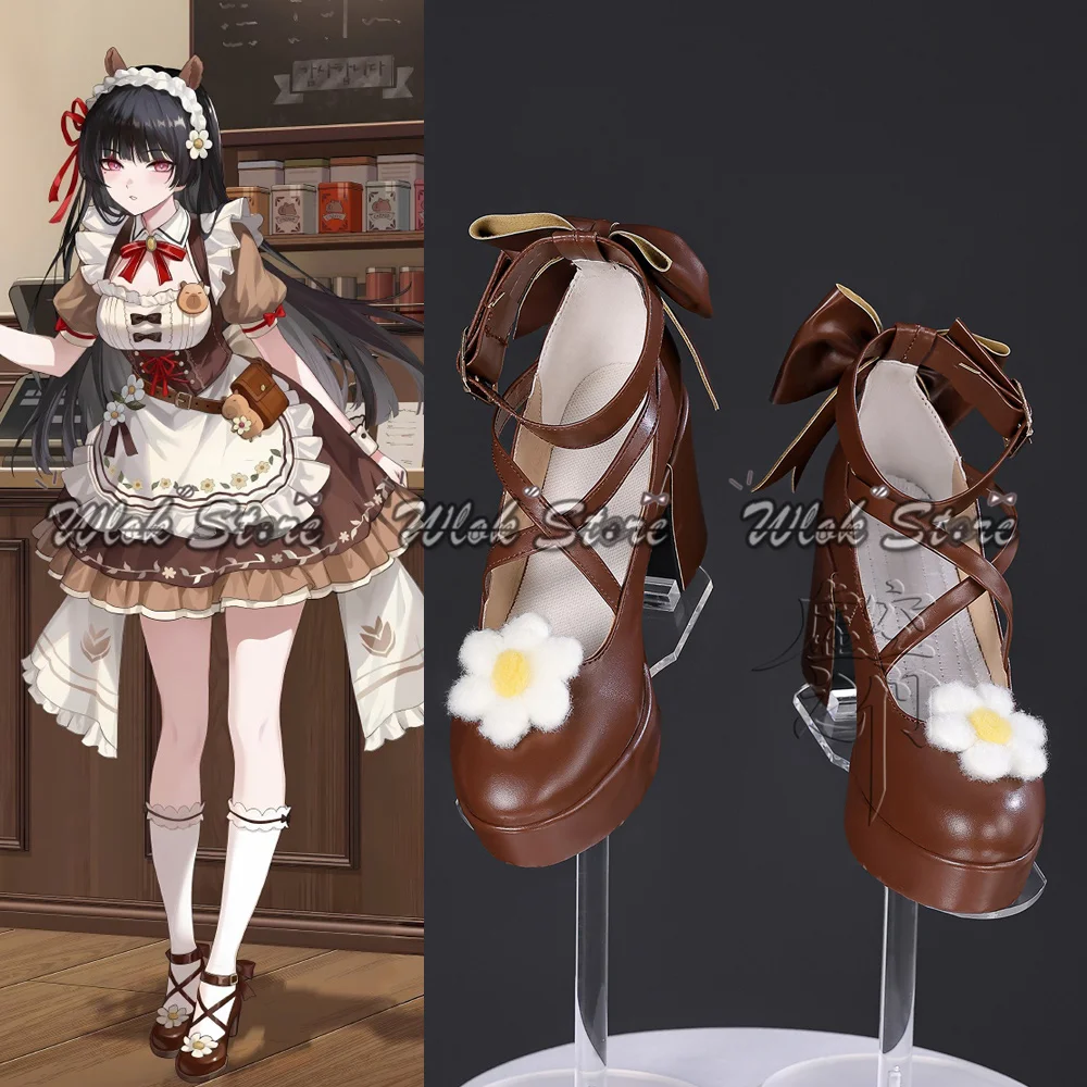 

Game Wuthering Waves CHISA Cosplay Shoes Brown Cafe Maid Lolita Shoes Women Anime Halloween Carnival Party Role Play Shoes