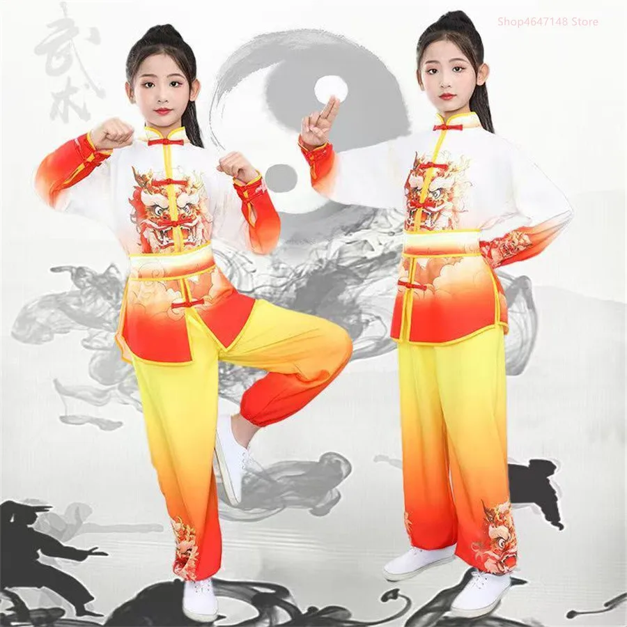 

Chinese Kung Fu Uniform Men Children Perform Wushu Sets Boy Tai Chi Set Martial Arts Costumes Baby Girl Suit Mother Kids Clothes