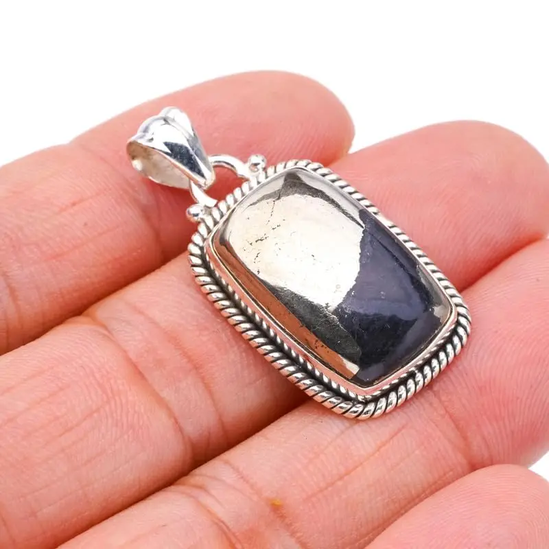 

StarGems® Natural Apache Gold Stone Handmade 925 Sterling Silver Pendant 1.5" F3654