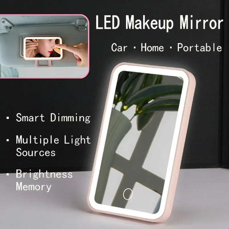 Car Sun Visor Makeup Mirror with LED Touch Light, HD Cosmetic Mirror for Passenger Sun Visor