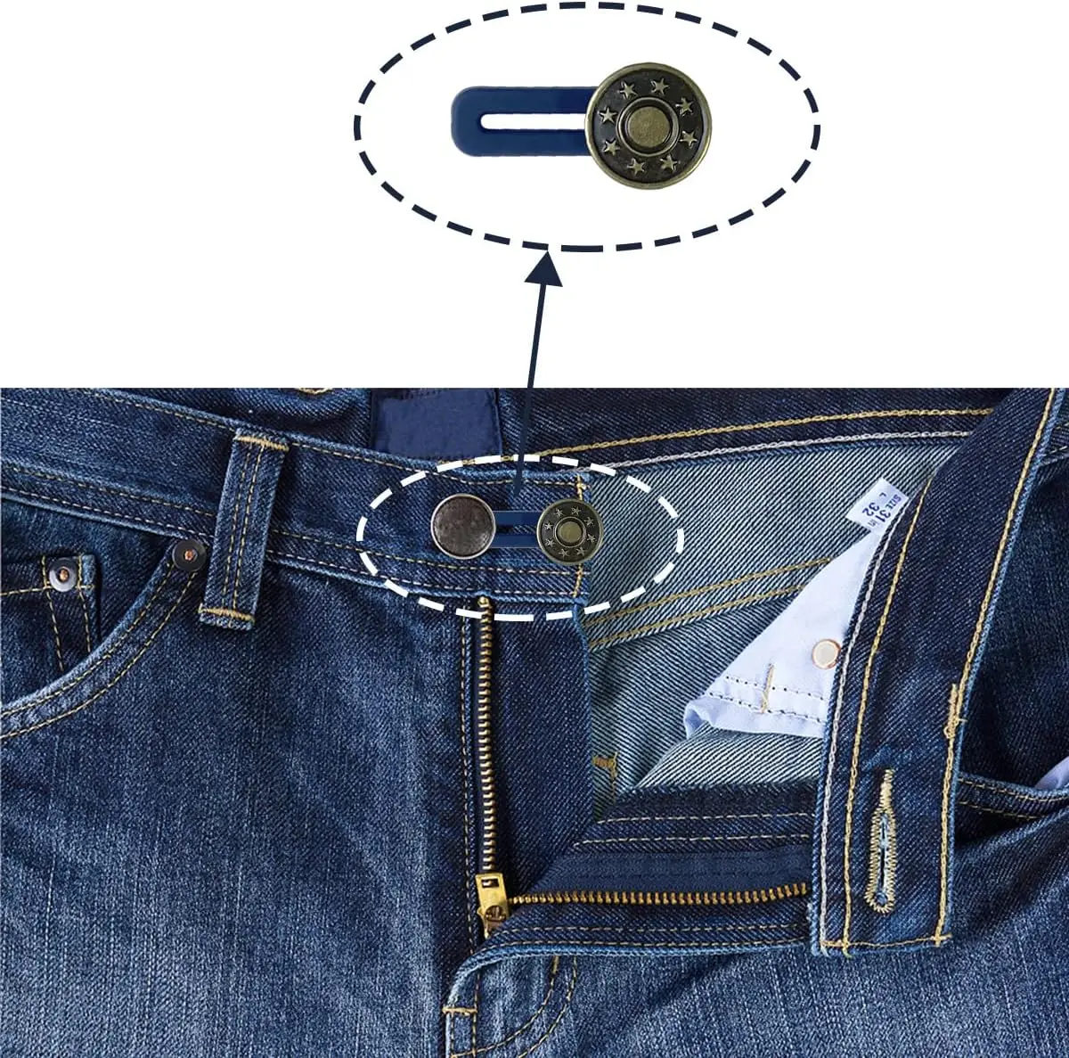 5pcs Metal Button Extender Perfect To Any Jeans Pants Free Sewing Retractable Jeans Waist Button Extended Buckles Fixing Kit