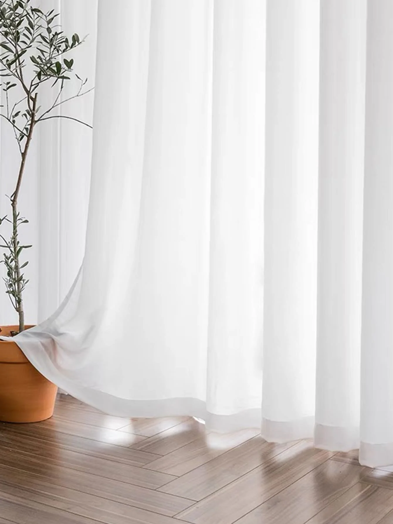 White Privacy Sheer Curtains 84 Inches Long 1 Panels Set Semi Sheer Light Filtering Curtains for Living Room Rod Pocke