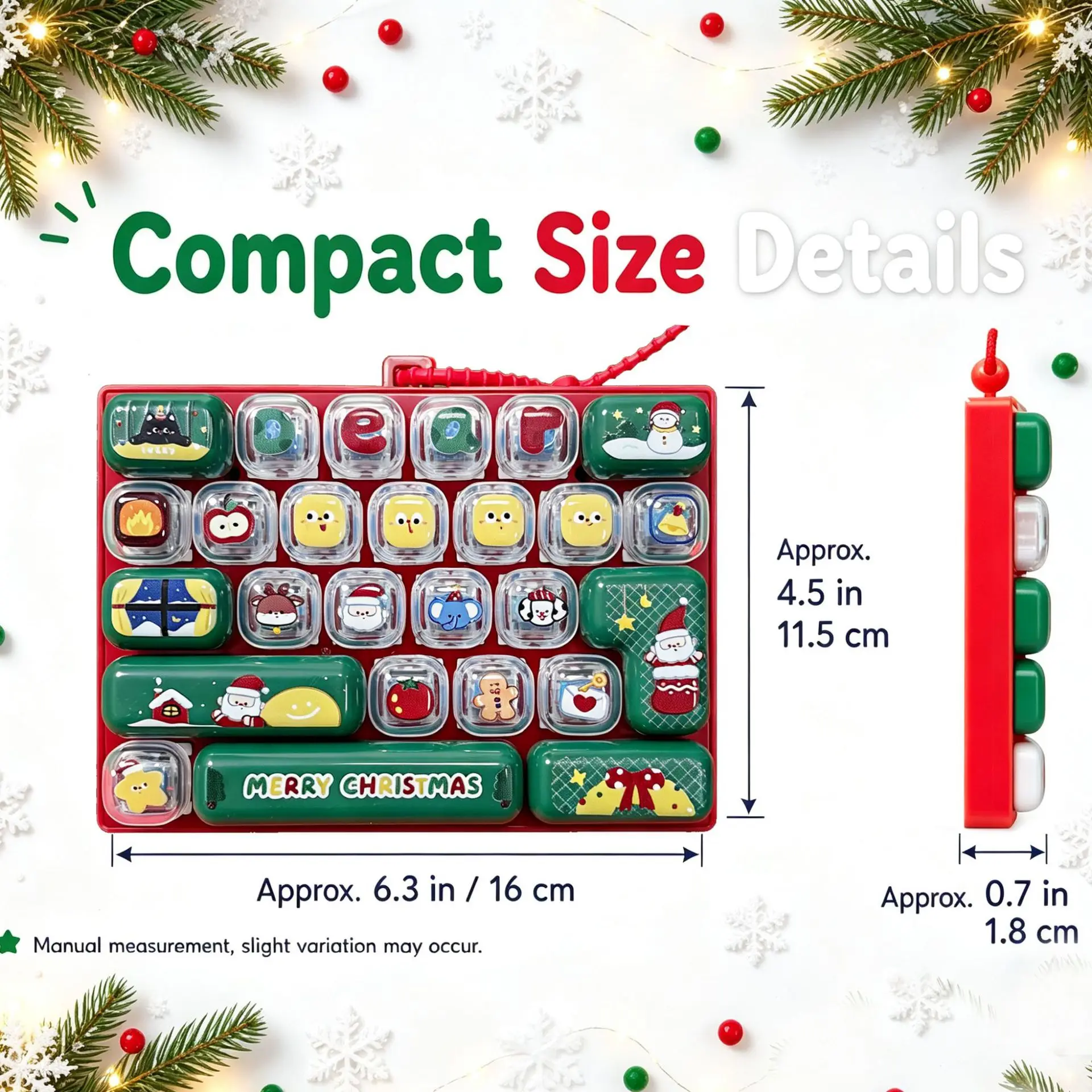 26-Tasten-Tastenkappen-Schlüsselanhänger, Weihnachts-Tastatur-Schlüsselring, Entspannungs-Fidget-Clicker-Knopf, Taschenanhänger, Weihnachtsgeschenk, Tastenkappen – Detail 4