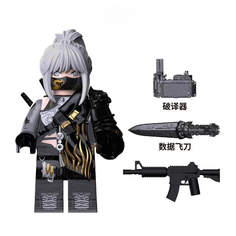 Figurenmodell als Schreibtischdekoration, Mini-Agent DIY-Montage-Spielzeug, Tintenwasch-Wolkenmuster Militärstil-Soldaten-Bausteine