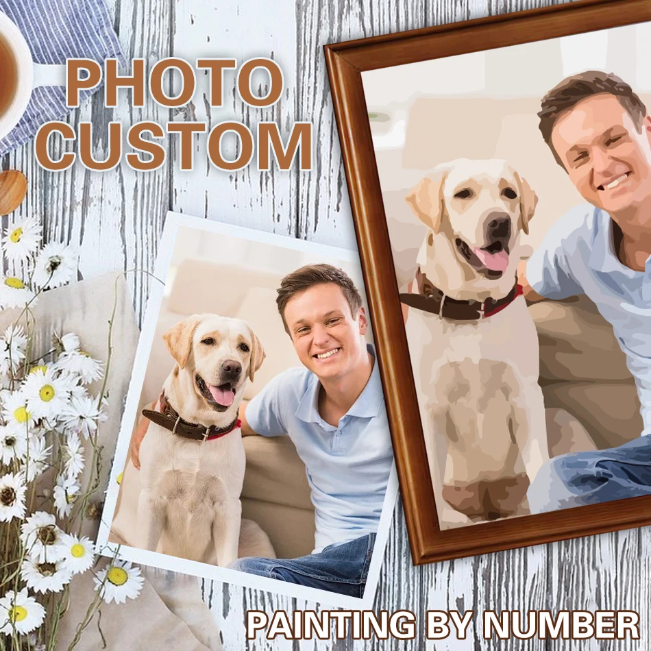 

Custom Photo Paint By Number Unique Gift Custom Paint Kit For Beginner Photos Pet Bestie Personalized Portrait Crafts Gift Wall