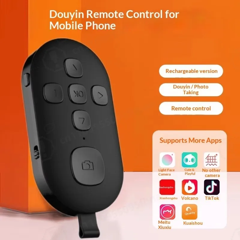 Phone Remote Controller, Rechargeable 4.0 Plastic, Take Photo Record Video, For TikTok E-book Page Turning, Portable