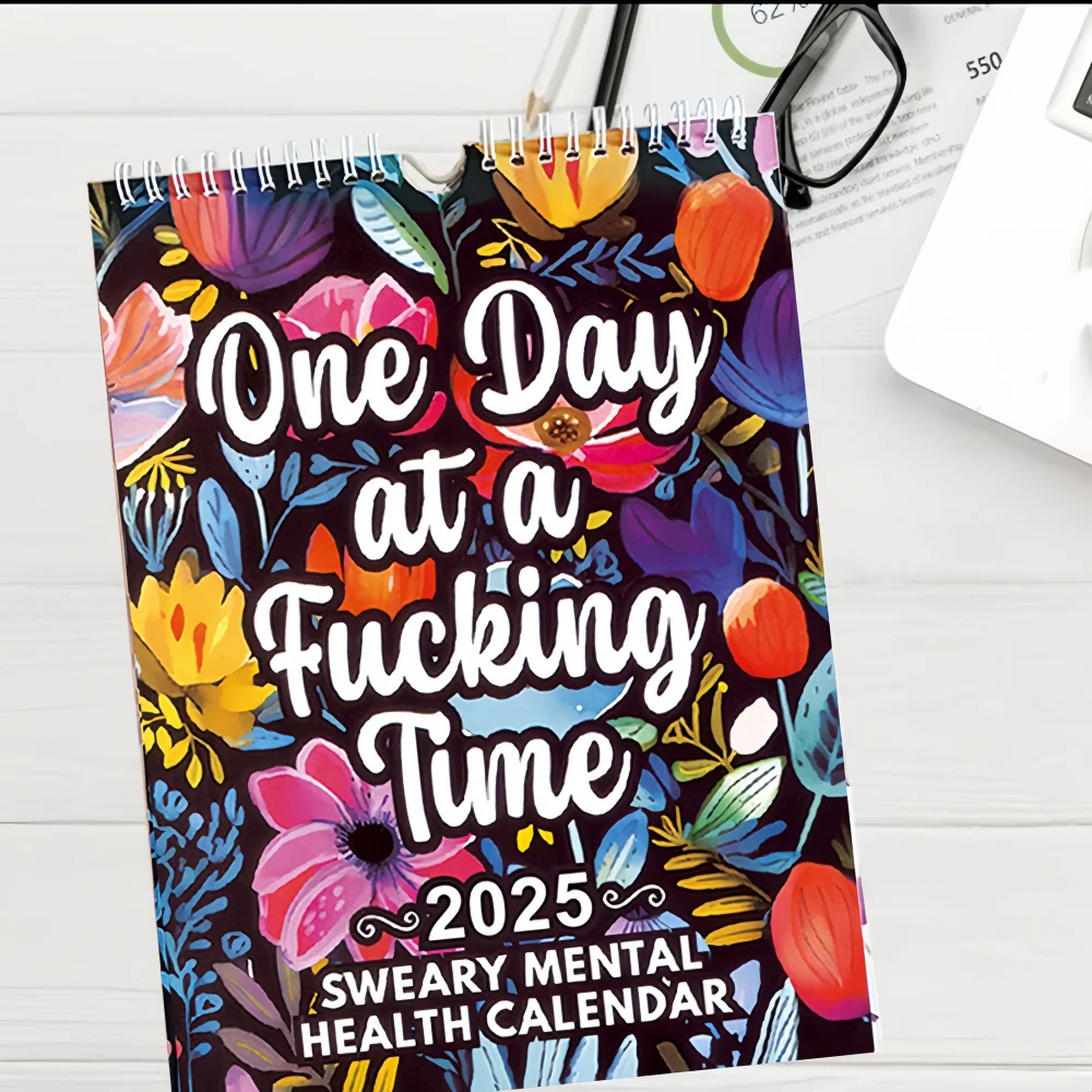 1pc 2025 Creative floral pattern design wall calendar/calendar, motivational language design, 12-month non-duplicate pattern