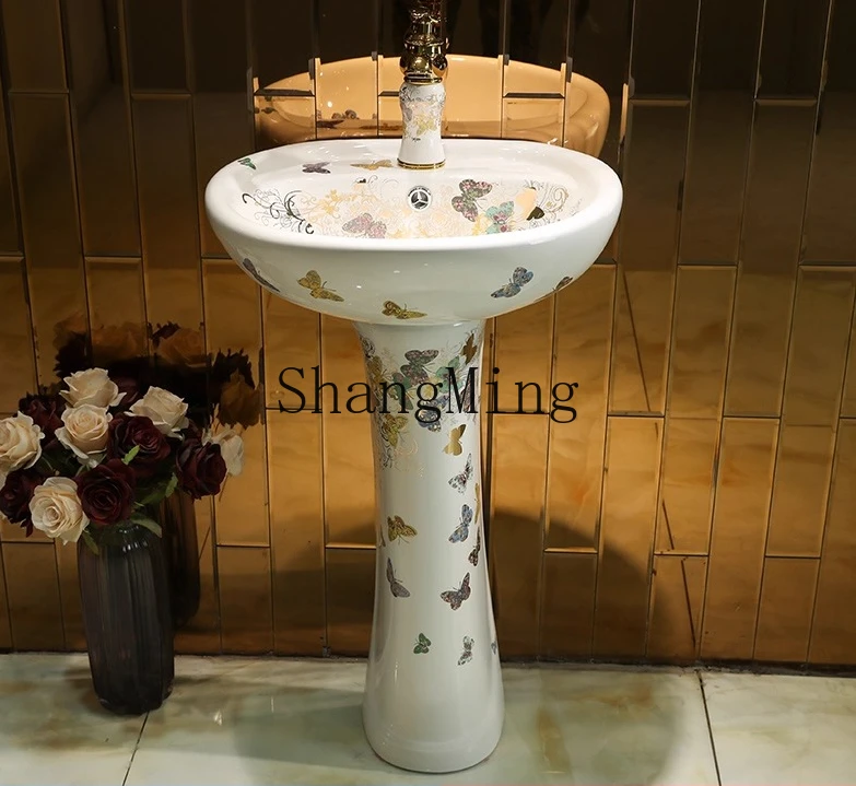 

CL balcony bathroom ceramic column integrated table face wash modern hand wash basin