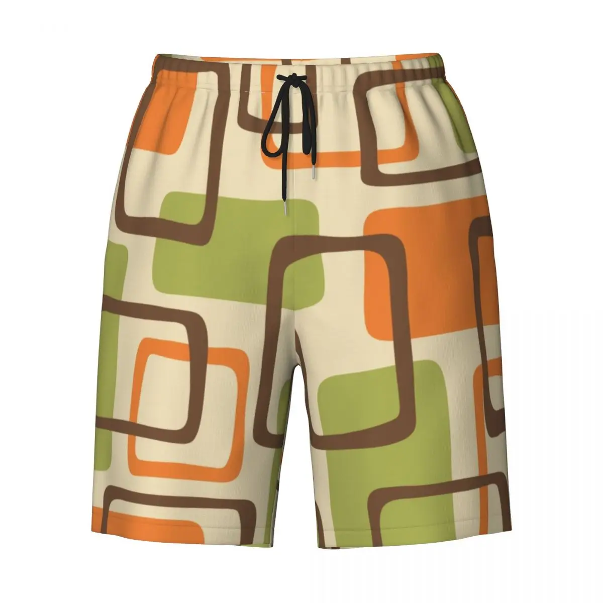 Mid Century Modern Minimalist Geometric Boardshorts Quick Dry Board Shorts Abstract Geometry Swim Trunks Printed Swimwear Suits