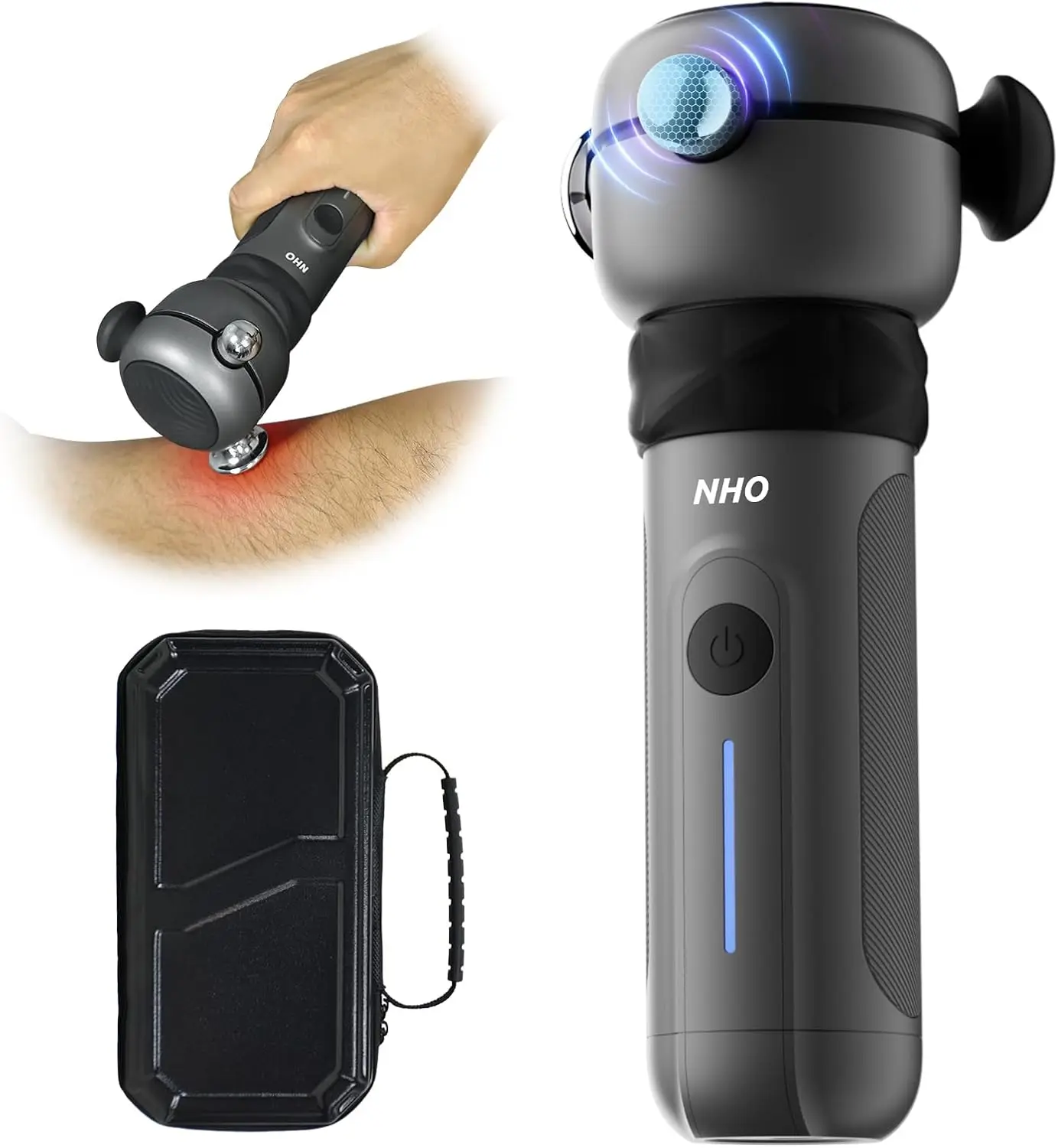 

Массажер для глубокого перкуссионного массажа тканей для снятия боли в шее, спине, руках, кистях и стопах - серый