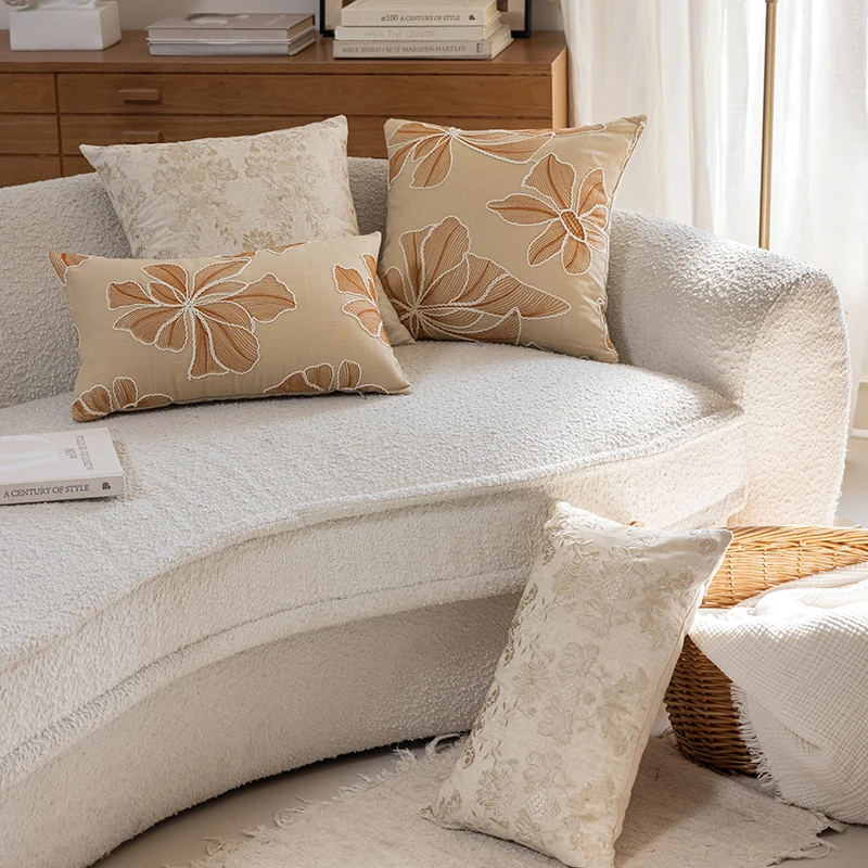 30X50/45X45CM Flower Plant Throw Pillow Cover Antique Embroidered Stamping Waist Cushion Cover Decor Home Decorative Pillowcase