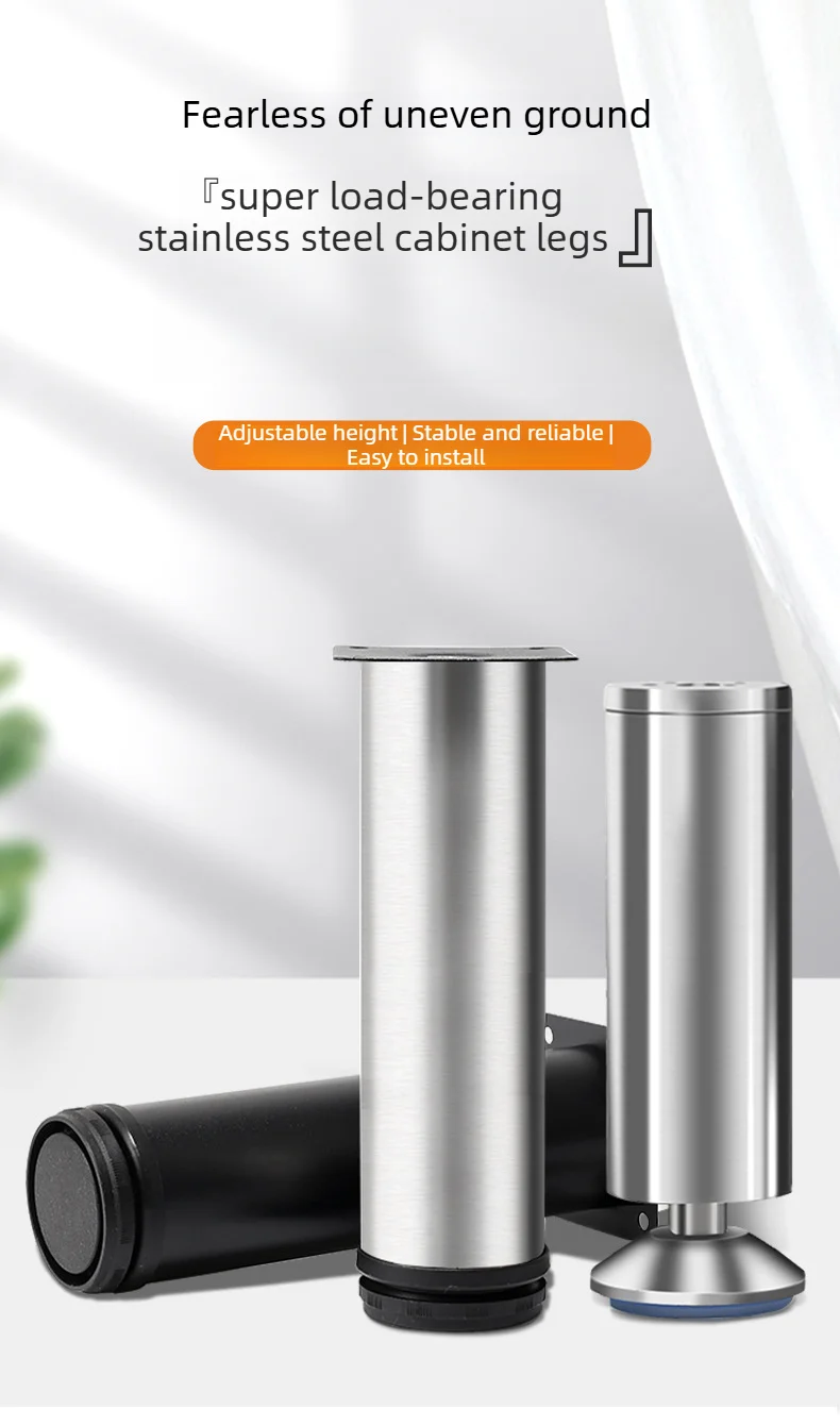 4er-Pack verstellbare Möbelbeine aus Edelstahl, 5–40 cm, für Schrank, Tisch, Sofa – Detail 1