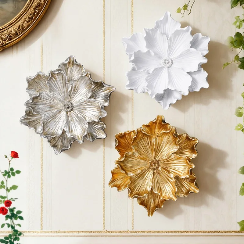 Nordic 3D Flower Wall Decor Light Luxury Gold Silver Petal Wall Hanging Creative Embossed Wall Ornament Home Decor